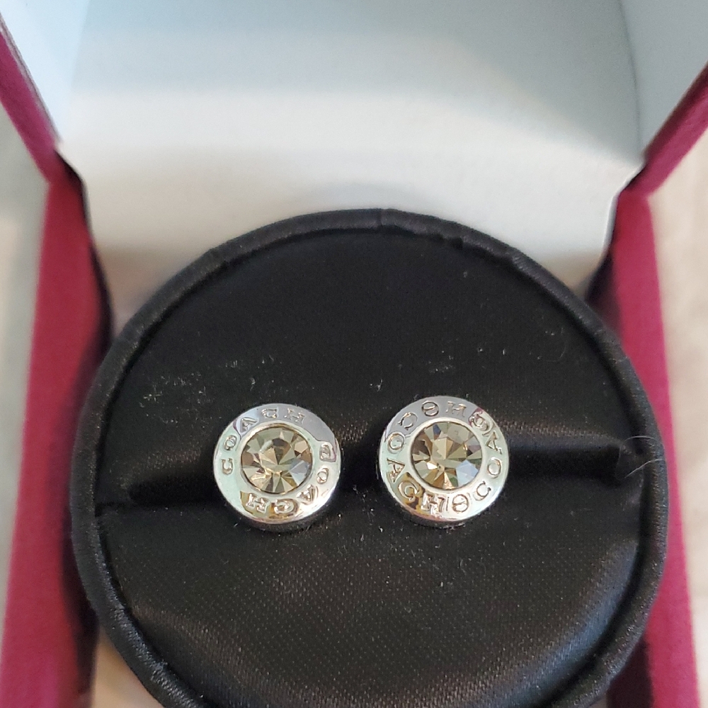 Coach Silver Crystal Stud Earrings